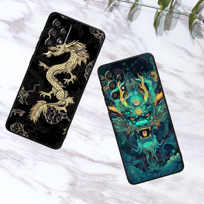 Anime Dragon Design Phone Case For Samsung A41 A35 A34 A33 A32 A25 A24 A23 A21s A06 A05 A04 A03 Note 10 20 Ultra 5G Black