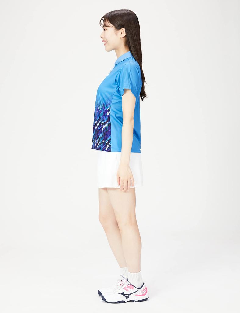 Mizuno Game Diva Size Wear Women's Quick-Dry Shirt, Blue, S, 62JA1203, Tennis/Badminton