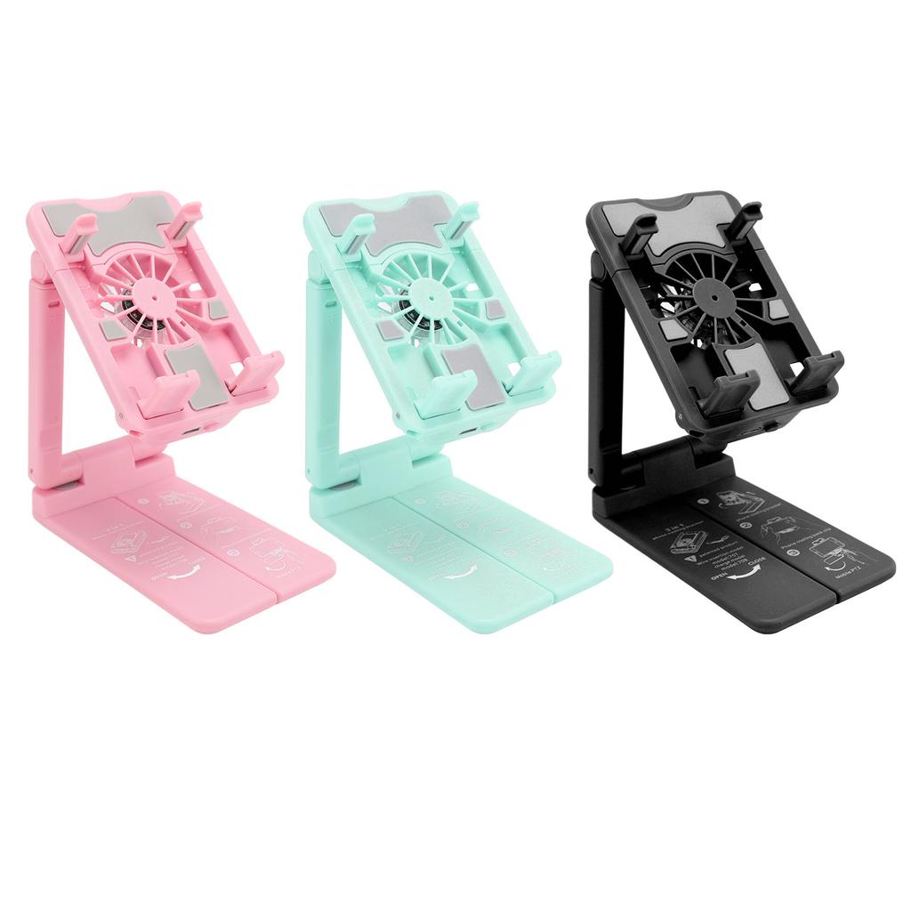 Cell Phone Cooler Stand Height Adjustable Mobile Phone Radiator Fan with Colorful RGB Lights for Liv