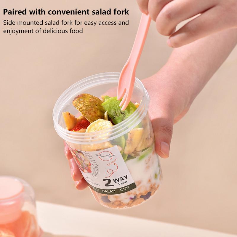 Snídaně ovoce Ovesný jogurtový salátový kelímek s víčkem lžička Dvouvrstvý úložný prostor potravin Přenosný fitness kelímek pro snížení hmotnosti