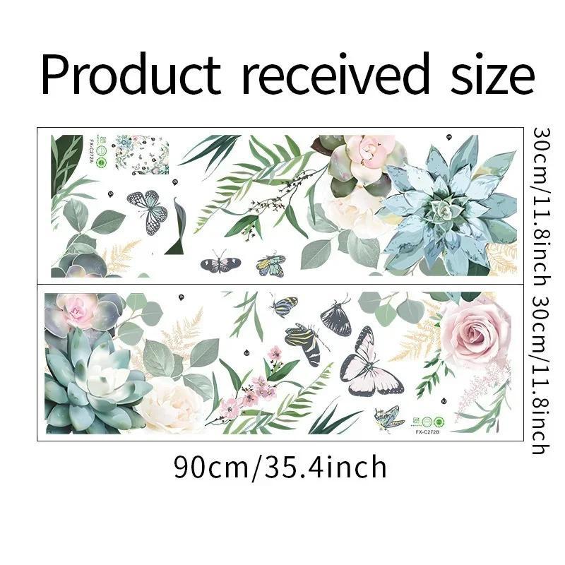 Green Wall Sticker Home Decor Living Room Wall Decals Flowers Tropical Leaf Wall Art Butterfly Decor Tropical Leaves Wallpaper