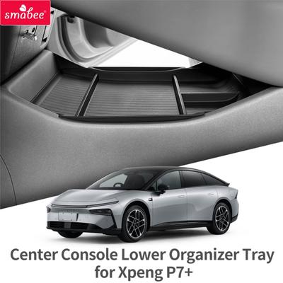 Smabee für Xpeng P7+ 2024-2026 Mittelkonsolen-unteres Ablagefach Auto-Schale Innenzubehör Organizer Aufräumen TPE Schwarz
