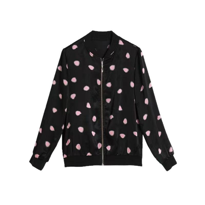 Women's Korean Style Chiffon Sun Protection Baseball Jacket with Print