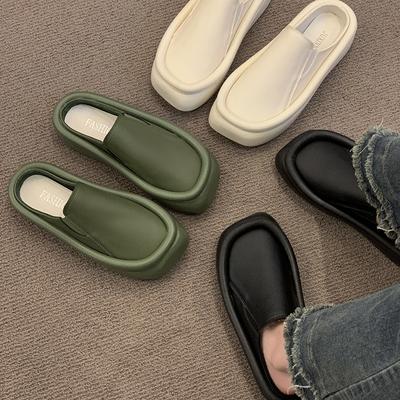 Sandales pour femmes d'été Nouvelles Pantoufles polyvalentes de printemps Confort Bout renforcé Chaussures pour femmes à semelle épaisse Décontractées Simples Pratiques Pantoufles cool