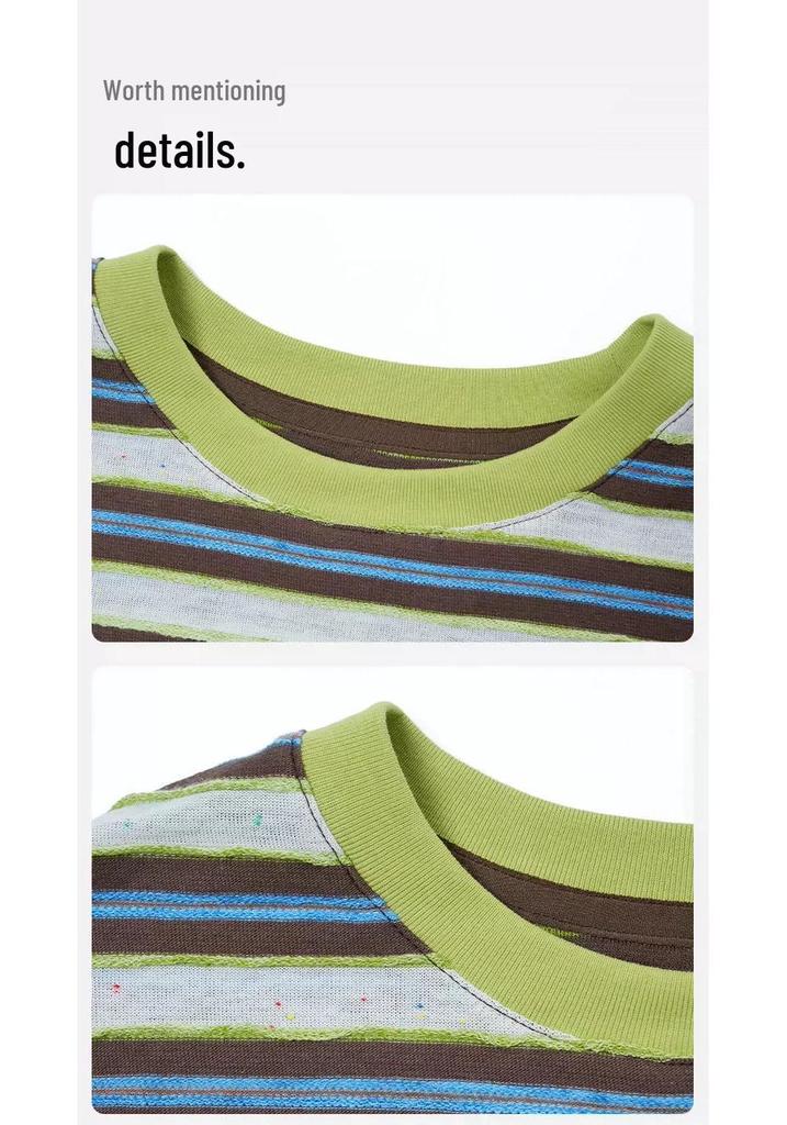 Korean Style Cloud Pattern Kids' Summer T-Shirt - Thin Striped, Short Sleeve, Parent-Child Outfit for Boys & Girls