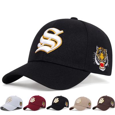 Unisex S Buchstabe Seite Tiger Stickerei Baseballkappen Frühling und Herbst Outdoor Verstellbar Lässige Hüte Hip Hop Hut Sonnenschutzhut