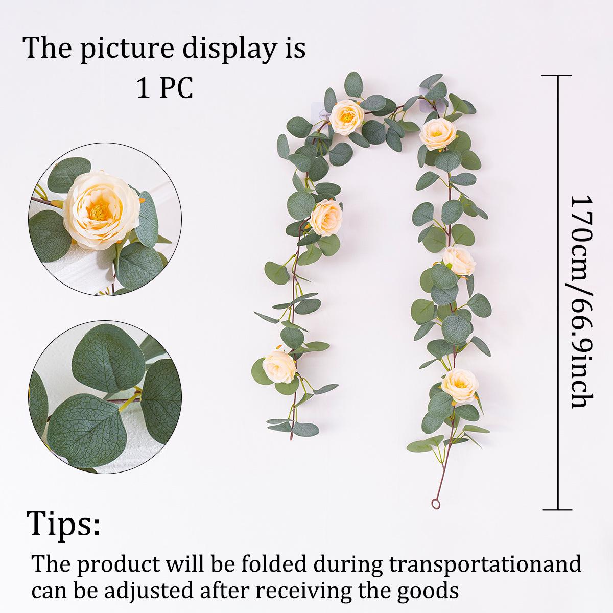 

Spring Silk Eucalyptus & French Rose Artificial Hanging Flower Vine Decoration шампанського