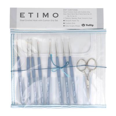 Tulip ETIMO Knitting Needle Set with Patterned Lace Needles, Royal Silver TLS-001 Premium Crochet Tools