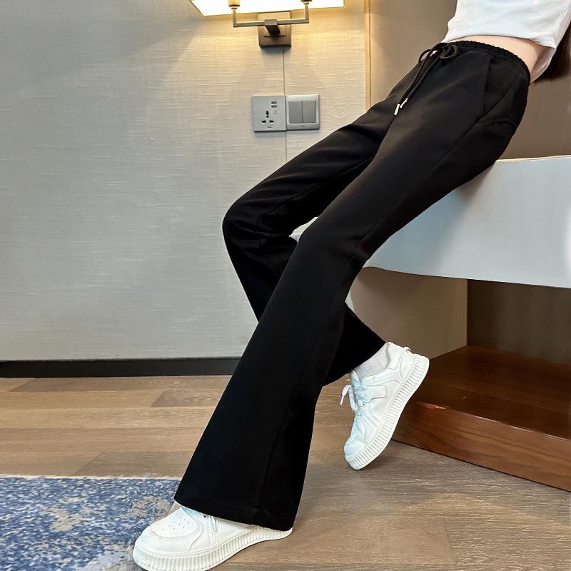 

Осенние вязаные расклешенные брюки для девочек - Повседневный корейский стиль для учениц средней и старшей школы 170 cm чёрный