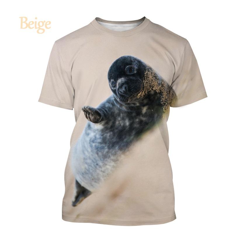 T-shirts Animals Funny Seal Fashion Summer Crew Neck 3D Print TShirts Boy Girl Kawaii Oversized  Casual Streetwear Tee Clothes
