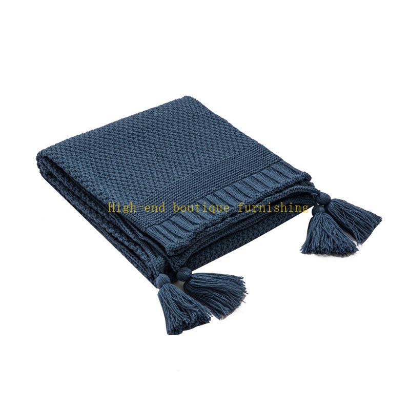  Nordic Chunky Sweater Knit Throw Blanket Solid Color Tassels Soft Warm Office Nap Air Conditioning Shawl Couch Sofa Chair