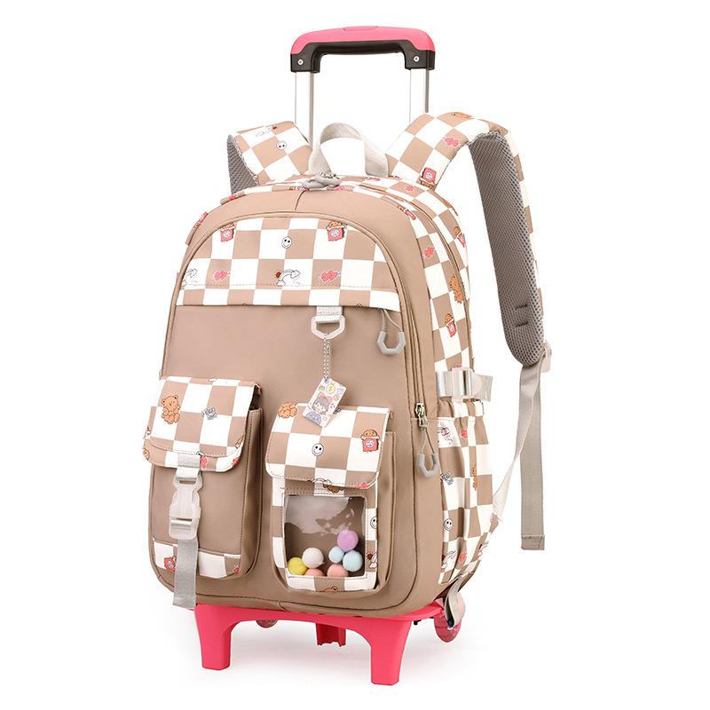 Zaino Scolastico per Bambini Zaino Cartone Animato per Studenti con Ruote Borsa Porta Libri Carina Zaino Scolastico su Ruote per Bambine Bambini Zaini con Ruote