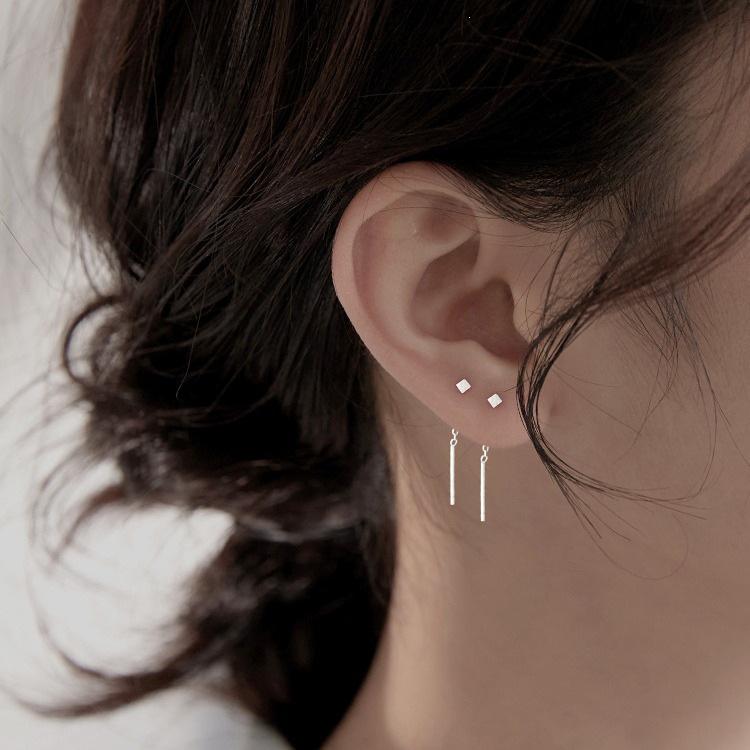 Sterling Silver Square Stud Earrings for Women, Simple Cool Style, Sleep-Friendly, Trendy Design.
