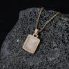 Iced Out Square Dog Tag Pendant Necklace For Men/Women Gold Plated Stainless Steel Hip Hop Jewelry