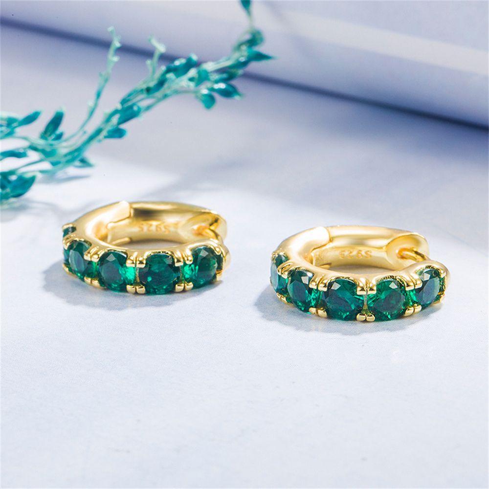 Green Huggie Hoop Earrings Round Hoop Earrings Emerald Green Hoop Earrings Circular Earrings