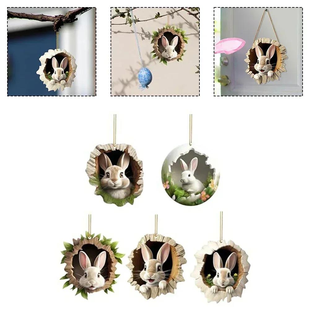 Acrylic Pendant Bunny Decoration Lightweight Acrylic Materials Multi-functional Decorations Adorable Car Pendant Accessory