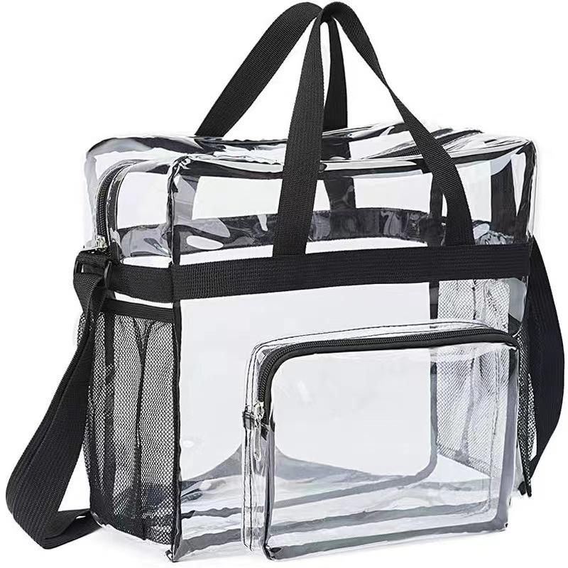 

Large Capacity Luggage Bag Multifunctional Transparent Doll Bag Transparent Storage Bag Portable Handheld Travel Grooming Bag 28x13x27cm чорний