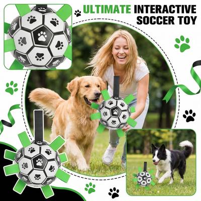 Dog Soccer Toy With Straps, 6-inch Interactive Tug-of-war Toy, Dog Tug-of-war Toy, Water Toy,  Suitable For Small To Medium-sized Dogs.