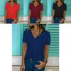 Women's V-neck Tunic Short Sleeve Loose Top T-shirt Plus Stylish Blouse Option