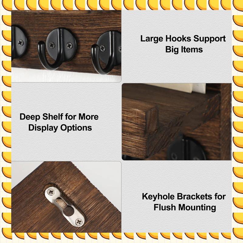 

BAAU Key Holder For Wall, Decorative Key And Mail Holder With Shelf Has Large Hooks For Bags, Coats, Umbrella