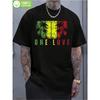 European Sizes Men's Reggae Rasta TshirtA Love Palm Tree Design Black with Green Yellow and Red Stripes High Qu0129 Vintage Colorful