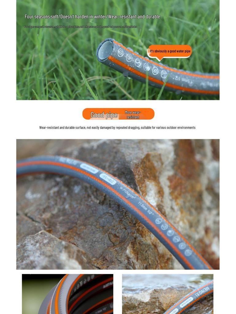 High-Pressure Car Wash & Garden Hose Nozzle with Brush - Multi-functional for Rinsing, Watering, and Cleaning.