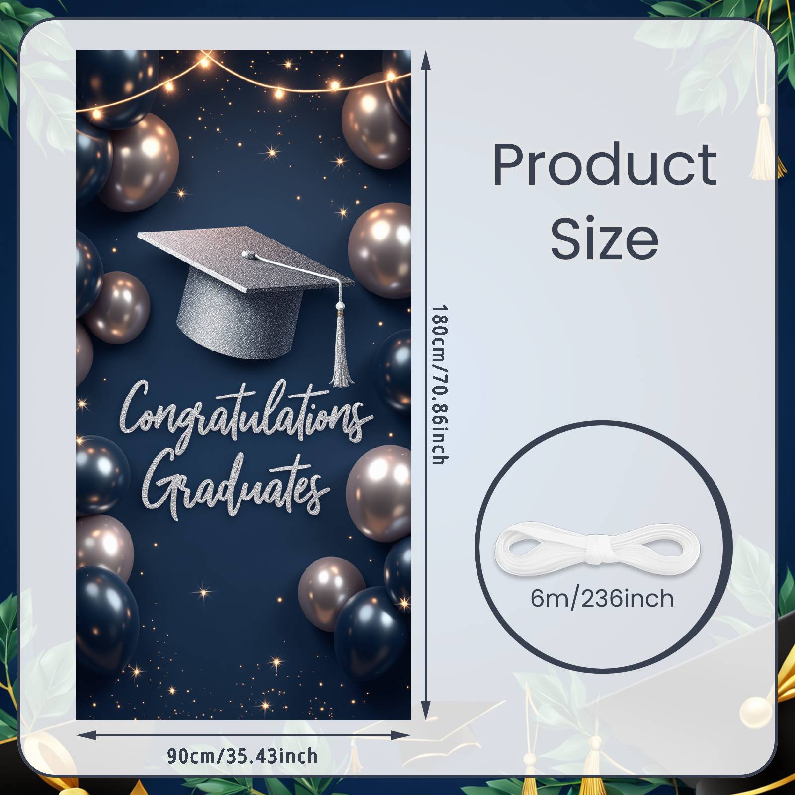 

Congrats Grad Background Graduation Cap Design Graduate Milestone Backdrop Grad Event Display Sparkly Lettering For Indoor Grad