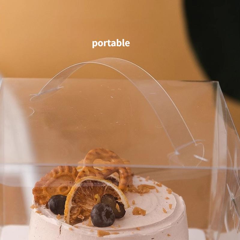 Transparent Portable Dessert Box Cake Paper Cup and Puff Pastry Thousand Layer Packaging Box Mini Baking Packaging Box Multifunctional Display Packag