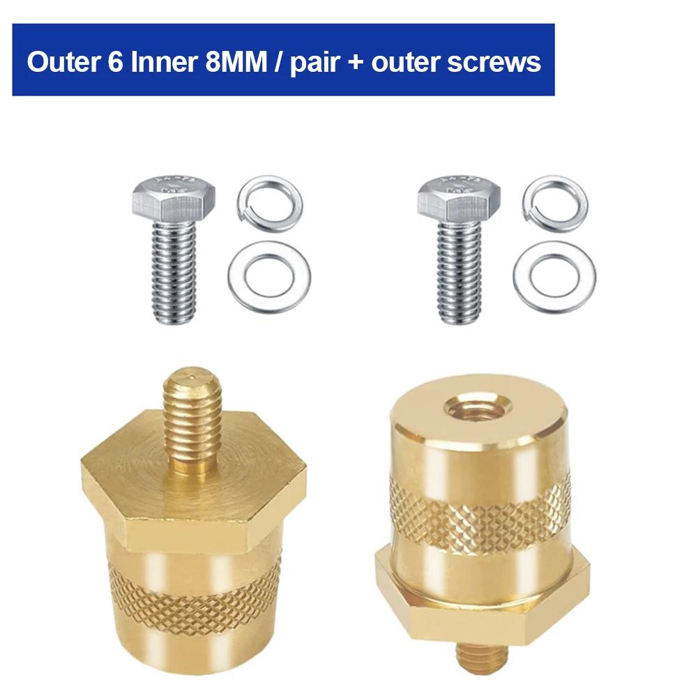 2PCS Battery Pole Adapter Brass Battery Terminal Connector M6 Thread Positive Negative Battery Post Connector Terminal Adapter