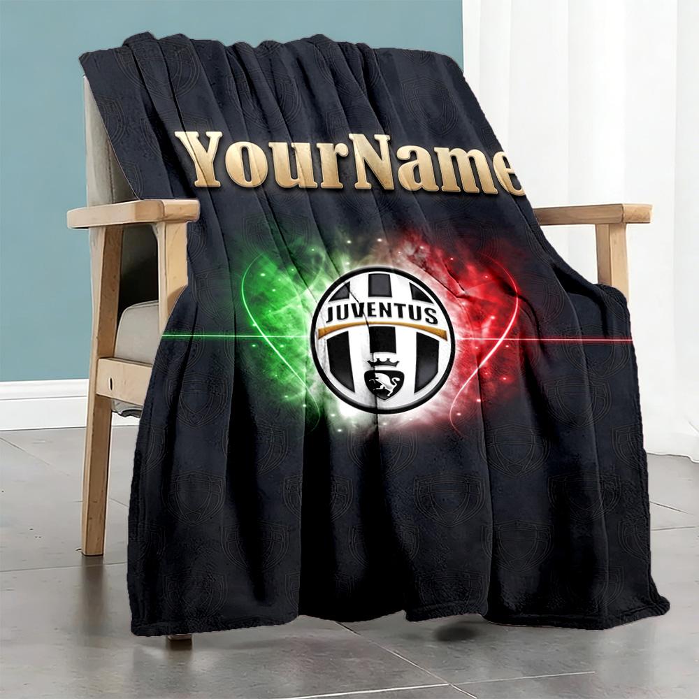 Juventus Personalized Text Blanket Lightweight Personalized Blanket Soft & Cozy Perfect for Couch Picnics Office Chair Livingroom All-Season Use