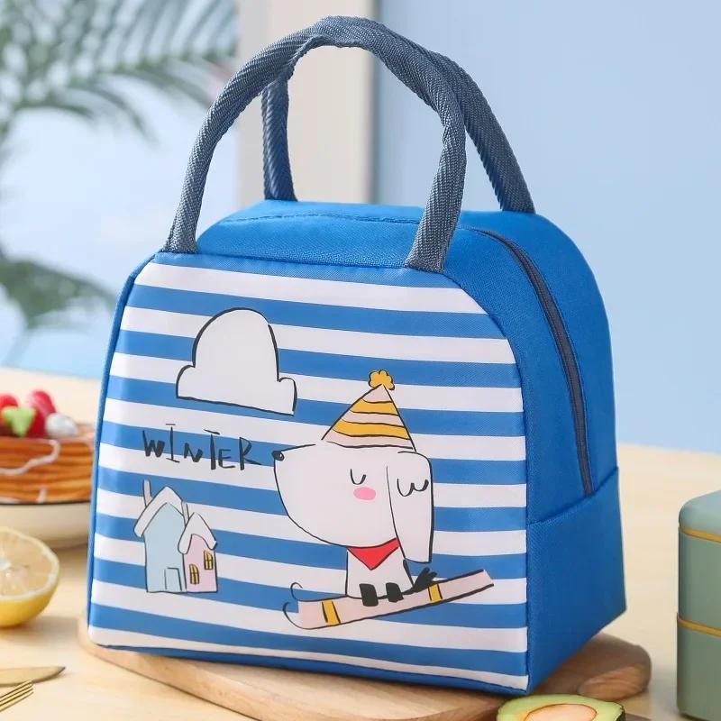 Cute Cartoon Thermal Insulation Bag Aluminum Film Waterproof Lunch Box Storage Bag Students Portable Picnic Box Insulated Bag