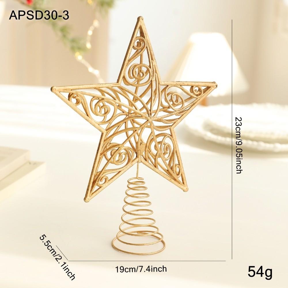 New Gold Star Christmas Tree Top Star Hollow Out Plastic Iron Christmas Tree Decorations Tree Ornaments Xmas Party