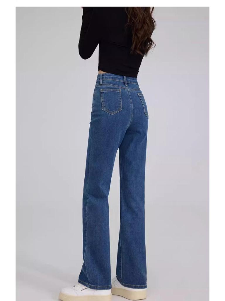 Women's High Waist Retro Blue Wide-Leg Jeans - 2025 Spring Collection