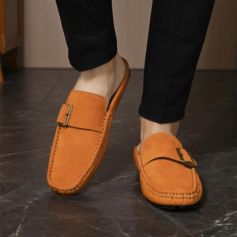 Men’s Moccasins Driving Shoes Summer Slippers Backless Clogs Wide Flats Casual Shoes Plus Size Sandals Over Sized