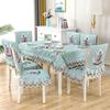 Chinese Style Chair Cover Dining Table Cloth Thick Anti Slip Chair Cushion with Lace Skirt Simple Printed Tablecloth Home Decor
