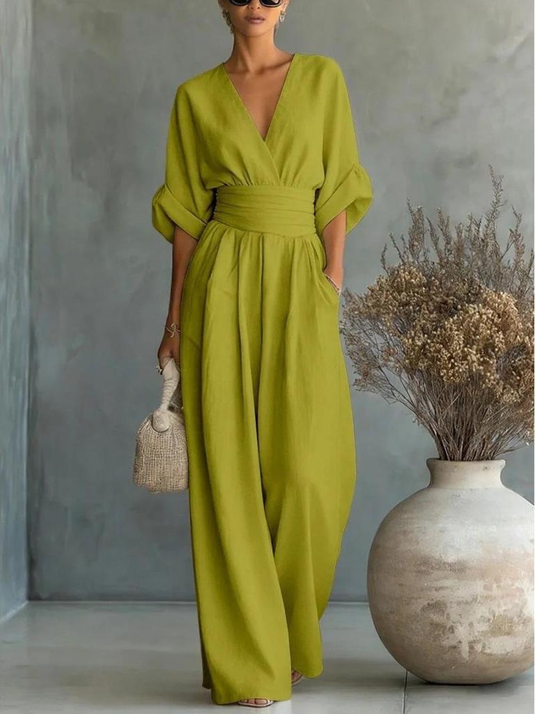 Women's Sexy V-neck Ruffled Fashion Jumpsuit 2026
