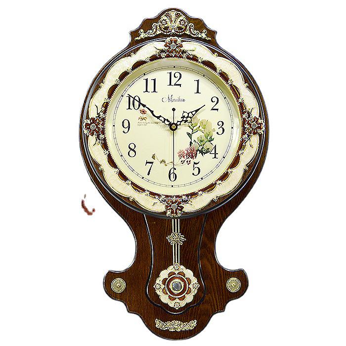 Antique European Style Solid Wood Silent Quartz Wall Clock for Living Room or Bedroom