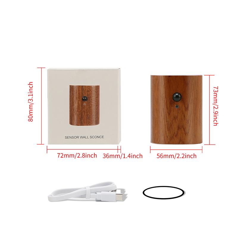 Gift Induction Wall Lamp Sensor Wall Light ED Light for Bathroom Hallway Bedroom Wood LED Multipurpose Magnetic Wall Lamp