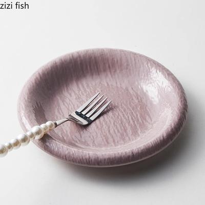 Cream Style Ceramic Stone Pattern Dining Plate Dessert Dish Cake Plate Steak Plate Salad Plates Rice Bowl Creative Tableware