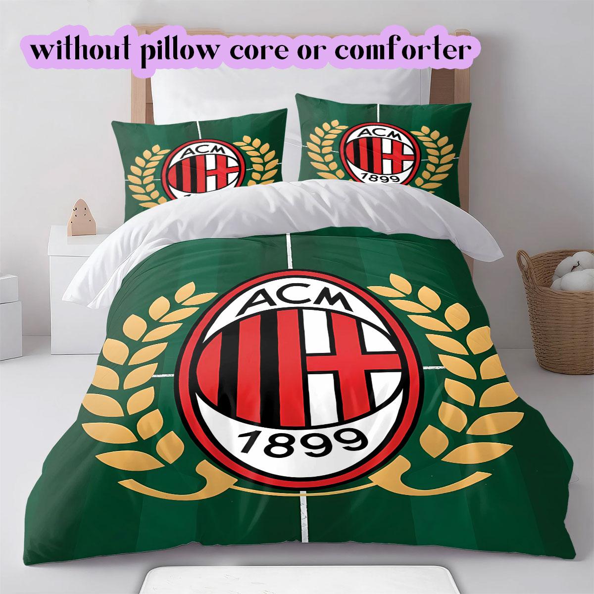 

AC Milan football club Pattern Bedding,Quilt Set Quilt Cover Pillowcase Home Birthday Gift (1*duvet cover+2*pillowcase,without core) 135x200cm