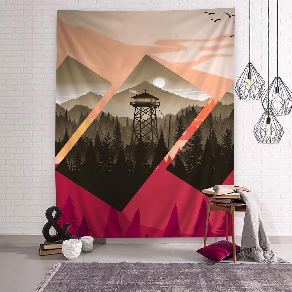 Firewatch Forest Printed Large Wall Tapestry Cheap Hippie Wall Hanging Bohemian Wall Tapestries Mandala INS Home Decor