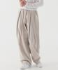 PIANER Pleated Wide Elastic Cotton Pants (Light Beige)