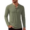 Men's Long Sleeve Henley Shirt Casual Lightweight Pullover Crew Neck Soft Knit Top with Button Front Design for Daily Wear