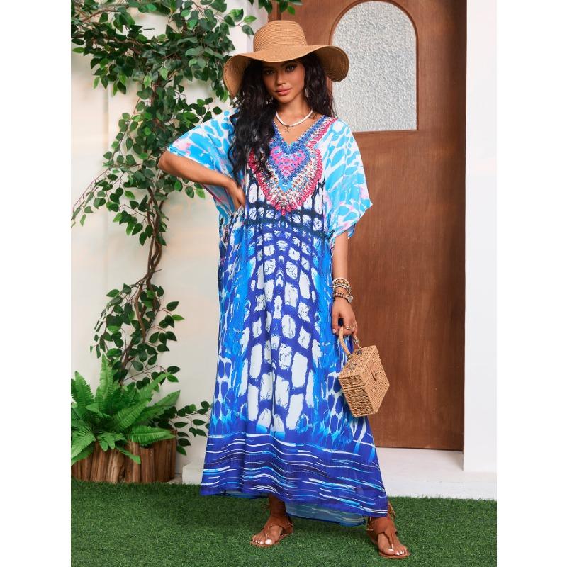 Plus Size Women's New Printed Holiday Beach Cover Up