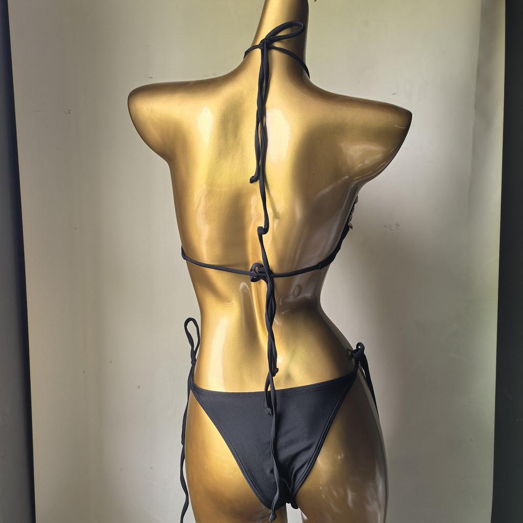 European Handmade Crystal Diamond Bikini - Deep V Lace-Up Women's Swimsuit