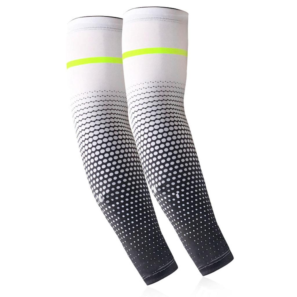 One Pair Sports Sleeve Lightweight Breathable Unisex Ice Silk Compression Arm Sleeve for Cycling Sun Protection White L