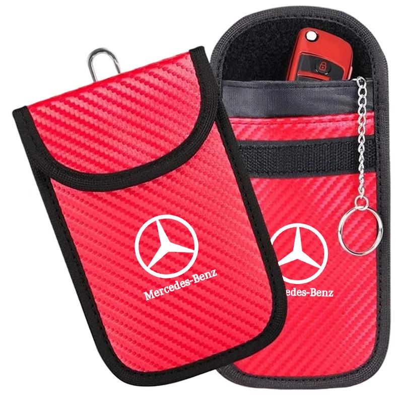 For Mercedes Benz W211 W203 W204 W210 W124 AMG W202 W212 W222 Car Key Case Signal Blocker Bag RFID Shielding Pocket Accessories NP1