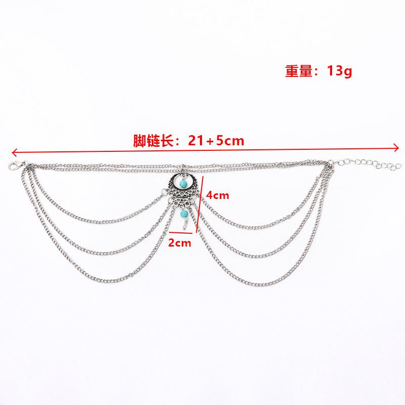 European and American jewelry Bohemian retro ethnic style hollow turquoise water drop anklet beach foot decoration batch