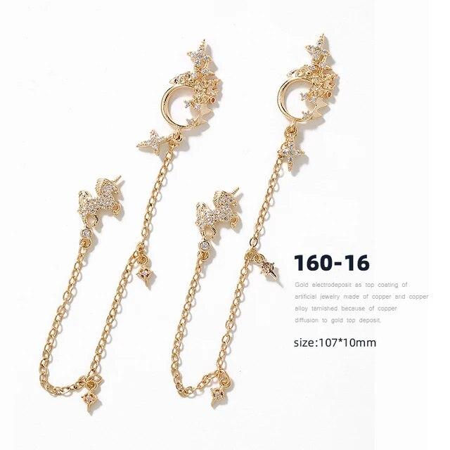 Un morceau de strass brillants en Zircon pour Nail Art, diamants de luxe, chaînes à pampilles, bijoux en perles, décorations d'ongles, accessoires de manucure
