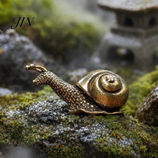 Meditation Desk Accessory Vintage Bronze Snail Sculpture, Metal Animal Statue, Slow Living Tea Table Sculpture Decor for Home Office Table,